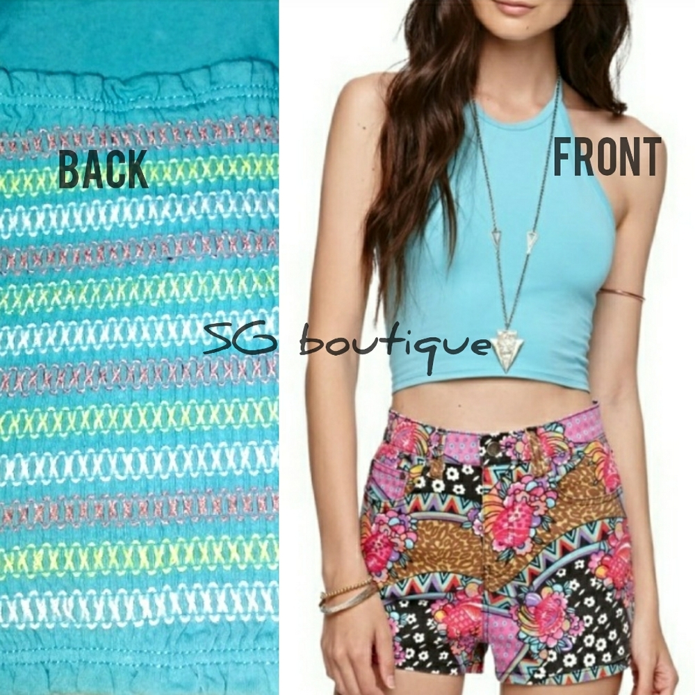 🆕⭐ Boho gypsy halter crop rainbow back top⭐